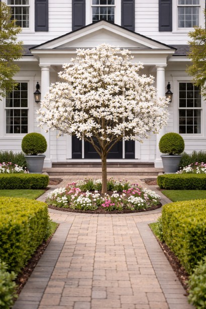 Магнолія Юлань біля водойми